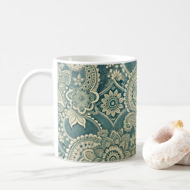 Smyckesnät i smaragdgrönt kaffemugg (Med munk)