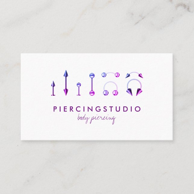 Smyckesstudio Tattoo Lila Rosa Kroppspiercing Visitkort (Framsida)