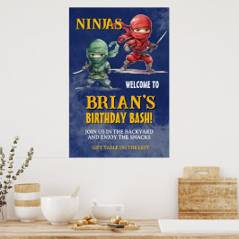 Smygande Ninja Krigare Födelsedagsfest Poster
