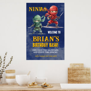 Smygande Ninja Krigare Födelsedagsfest Poster