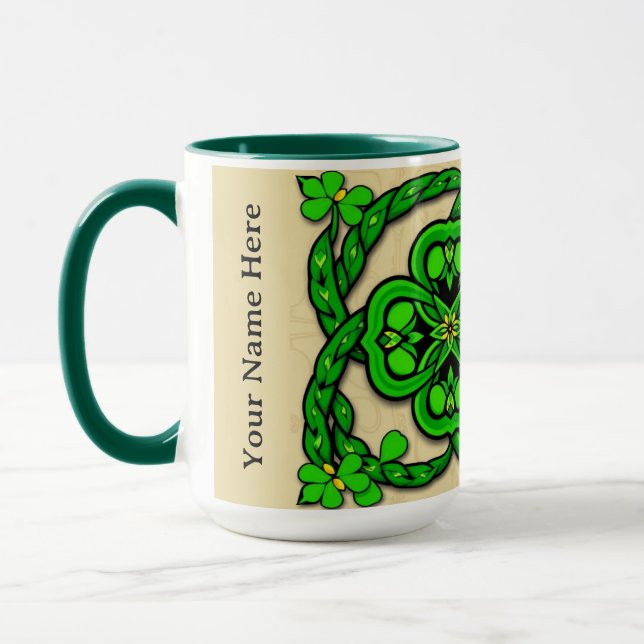 Smyggrön sömlös Shamrock-klöverfält Mugg (Vänster)
