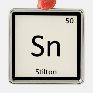 Sn - Stilton Cheese Chemistry Periodic Bord Julgransprydnad Metall