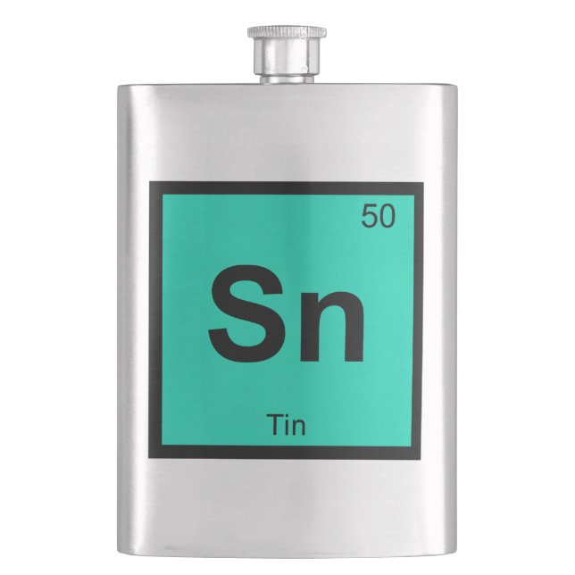 Sn - Tin Chemistry Periodic Bord Symbol Inslag Fickplunta (Framsidan)
