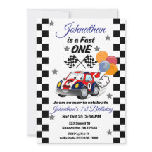 Snabb 1-pojkens första födelsedagsinbjudan till Tä