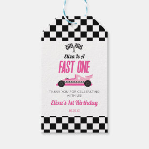 Snabb 1 Rosa Tävling-bil första födelsedag Party Presentetikett