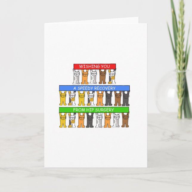 Snabb återhämtning från höftkirurgi, katt och rått kort (Framsida)