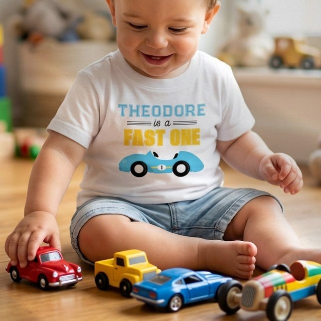 Snabb Bil Racing 1-års Födelsedagsfest T Shirt (Skapare uppladdad)