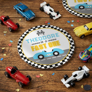 Snabb Bil Racing 1-års Födelsedagsfest Underlägg Papper Rund