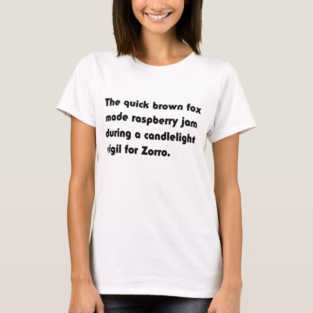 Snabb brun räv gjorde hallon... Pangram Te Tröja (Framsida)