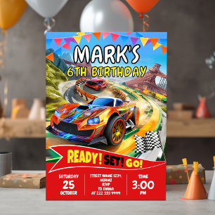 Snabb Cars Tävla Party för pojkar Inbjudningar