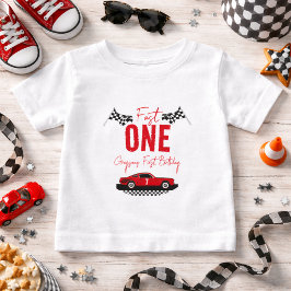 Snabb En Racerbils Pojke 1-års Födelsedagsfest T Shirt