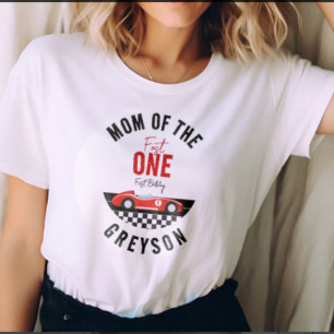 Snabb En Racerbils Pojke 1-års Födelsedagsfest T Shirt