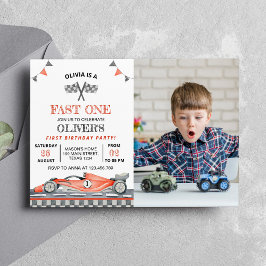 Snabb Enracerbils Fotofödelsedagsinbjudan Inbjudningar