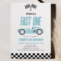 Snabb ett Blue Racecar Tävling-kort, första födels