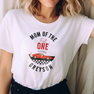 Snabb Ett Racingbil Pojke 1-års Födelsedagsfest T Shirt