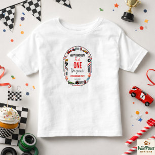 Snabb Ett Racingbil Pojke 1-års Födelsedagsfest T Shirt