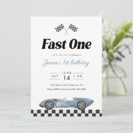 Snabb Ettårs Födelsedags Vintage Racerkartong i Va Inbjudningar