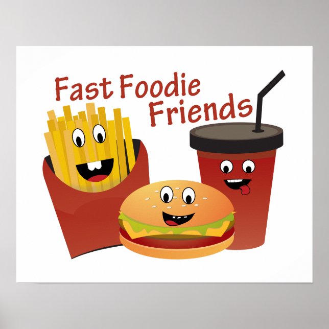 Snabb Foodie-vänner som leker Poster (Framsidan)