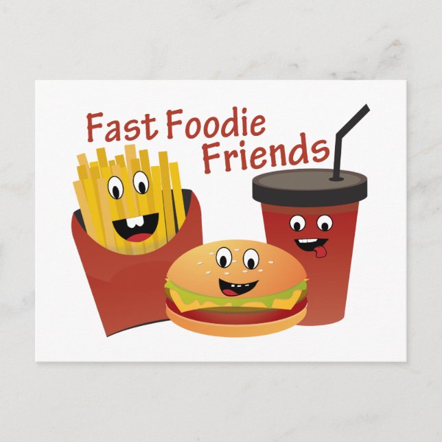 Snabb Foodie-vänner som leker Vykort (Framsida)