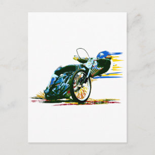 Snabb härlig speedwaymotorcykel vykort