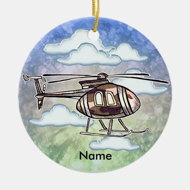 Snabb Helikopter  Julgransprydnad Keramik (Framsidan)