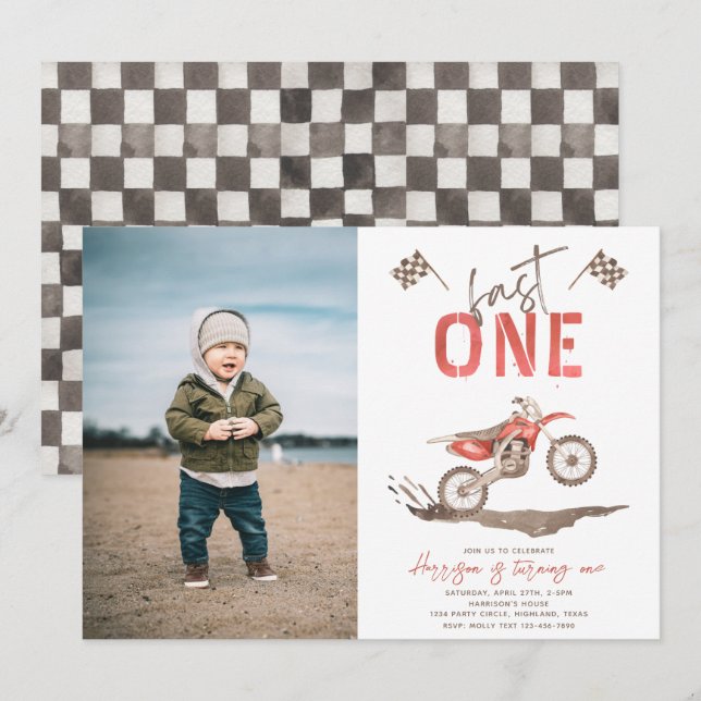 Snabb inbjudan på en födelsedag | Första födelseda (Fram/baksida)