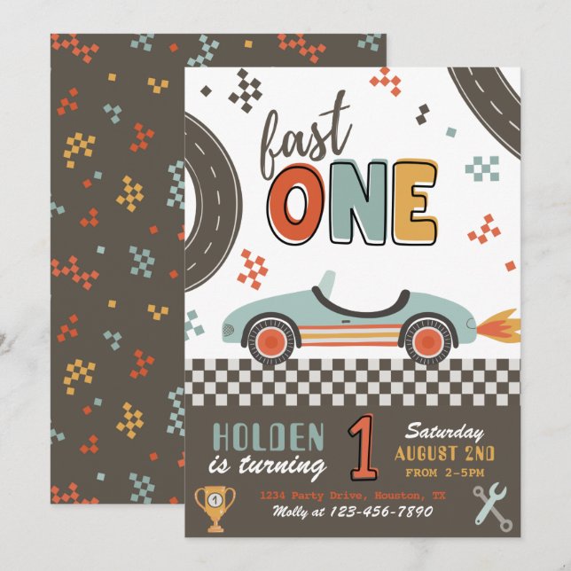 Snabb inbjudan på en födelsedag | Inbjudan till Tä (Fram/baksida)