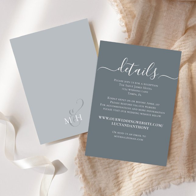 Snabb information om Bröllop är enkel minimal Tilläggskort (Blue details card template )
