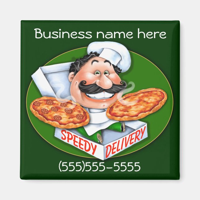 Snabb leverans pizza kock magnet (Framsidan)