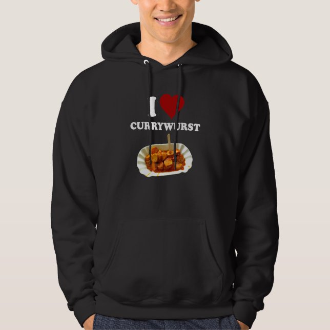 Snabb matfärgsgrafik, klassiskt i Kärlek Currywurs Hoodie (Framsida)