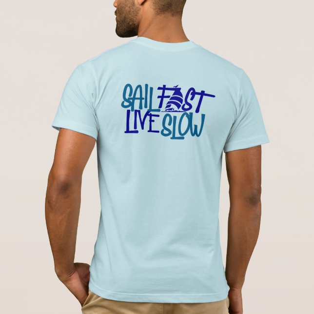 Snabb Nautical blue-utskrift på baksidan T Shirt (Baksida)