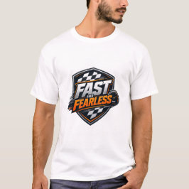 Snabb och orädd racing sköld grafisk t-shirt