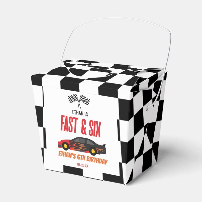 Snabb och sex Röda Flame Tävling-6e-Födelsedagsfes Presentaskar (Framsidan Sidan)