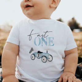 Snabb ONE Blå Racingbil Ride-On Födelsedag T-shirt