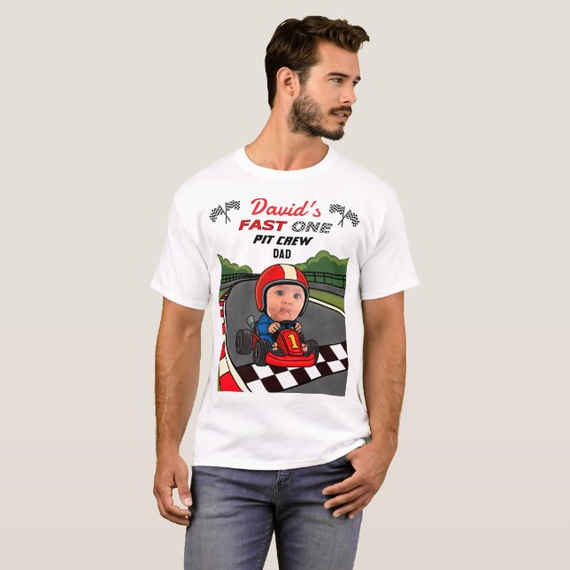 Snabb ONE Pit Crew Pappa | Anpassad Födelsedags T- T Shirt (Hel framsida)