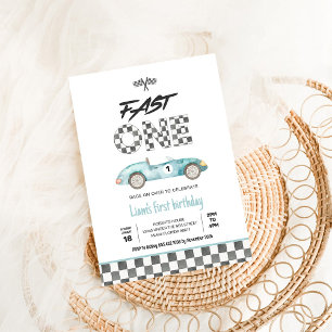 Snabb ONE Vintage Racingbil 1-årsdag Inbjudningar