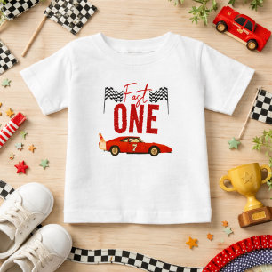 Snabb Racerbils Pojke 1-års Födelsedagsfest T Shirt