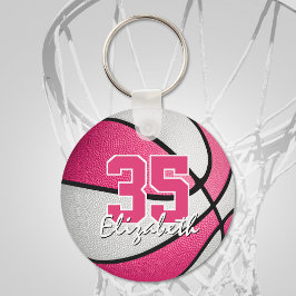 Snabb rosa, vit personlig-basketboll-nyckelkedja nyckelring