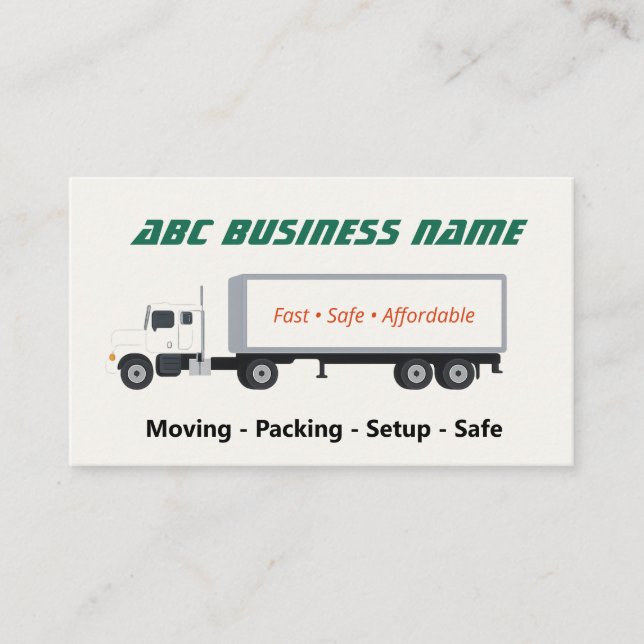 Snabb Säker Flytta Company Visitkort (Framsida)