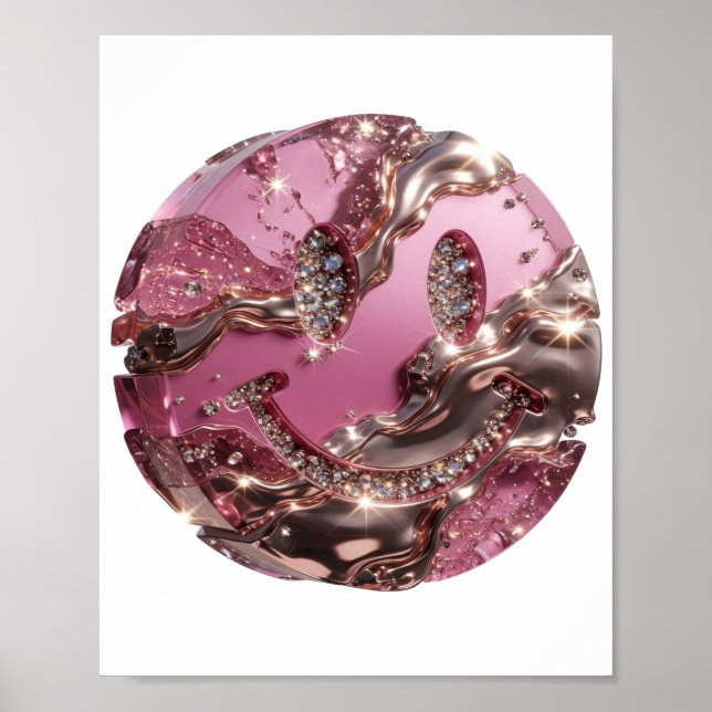 Snabb Silver GLAD ANSIKTE Slogan Design Poster (Framsidan)