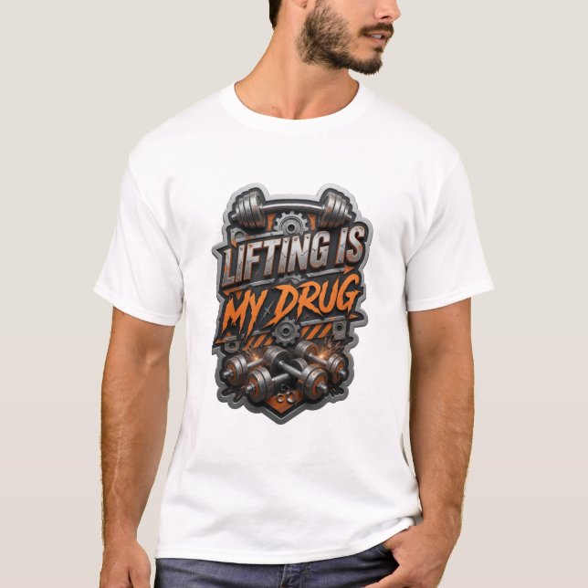Snabb Silver LYFTNING ÄR MIN DROG Textdesign T Shirt (Framsida)