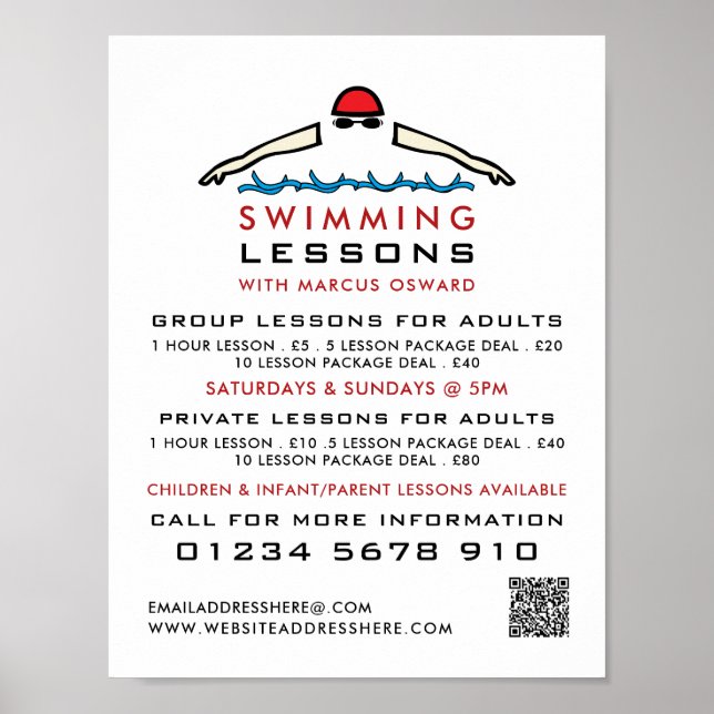 Snabb simmande ikon, simmande Lesson-reklam Poster (Framsidan)