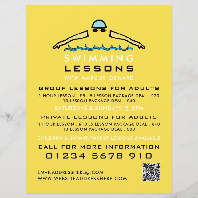 Snabb simmande ikon, simmande Lesson-reklam Reklamblad (Framsidan)