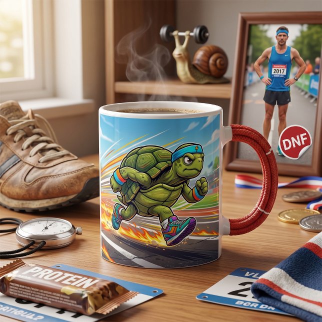 Snabb Sköldpadda Sprinter Atletisk Löpare Kaffemugg (Skapare uppladdad)