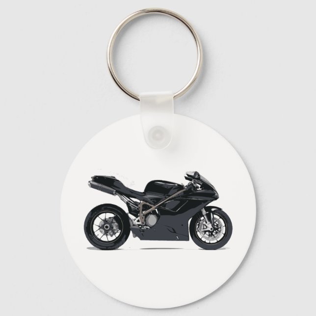 Snabb svart motorcykel nyckelring (Framsida)