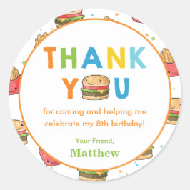 Snabb Tack för matburgare-Födelsedagsfest Runt Klistermärke