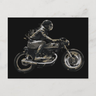 Snabb Tävla Cafe Racer Motorcyle Rider Vykort