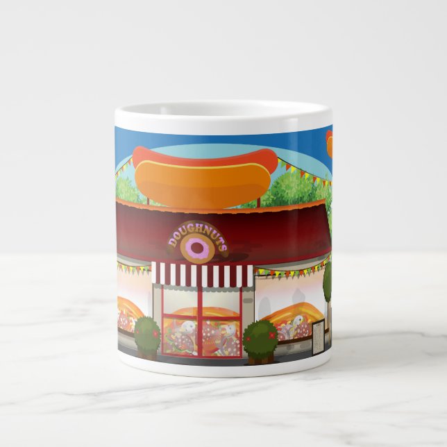Snabb Tecknad för matrestauranger Jumbo Mugg (Framsidan)