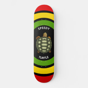 Snabb tortering i svartvitt, grönt, rött och gult mini skateboard bräda 18,5 cm