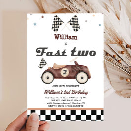 Snabb två Vintagars kallelse av Cute Cars Birthday Inbjudningar